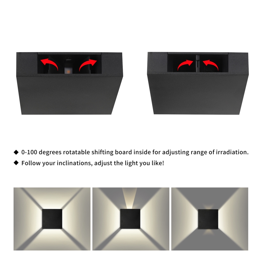 Brilagi - QUADRAY ulkoseinävalaisin LED/4W/230V, musta, IP65