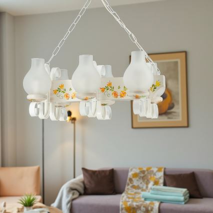 Brilagi - QUEEN riippuvalaisin ketjulla 6xE14/40W/230V pyökki/kerma