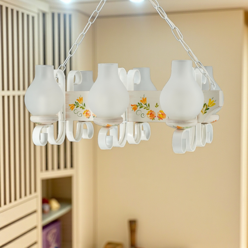 Brilagi - QUEEN riippuvalaisin ketjulla 6xE14/40W/230V pyökki/kerma