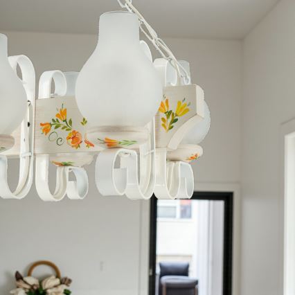 Brilagi - QUEEN riippuvalaisin ketjulla 6xE14/40W/230V pyökki/kerma