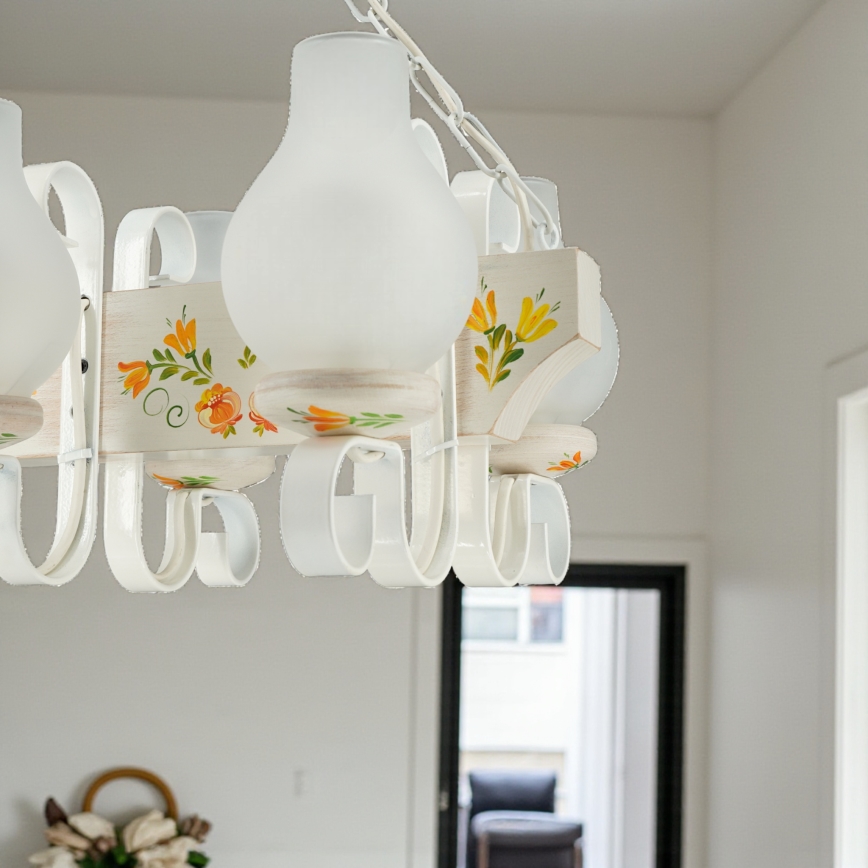 Brilagi - QUEEN riippuvalaisin ketjulla 6xE14/40W/230V pyökki/kerma