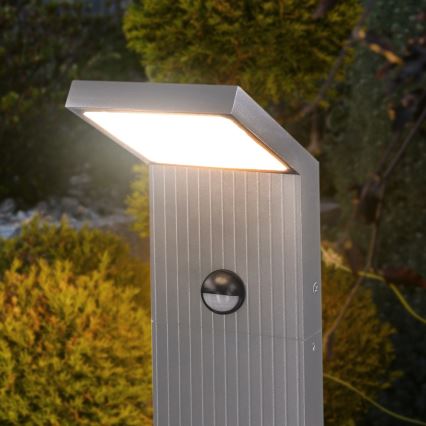 Brilagi - LED-ulkovalaisin anturilla RIANO LED/8W/230V hopeanvärinen IP65