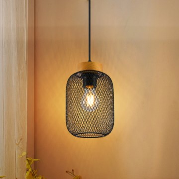 Brilagi - Riippuvalaisin kaapelilla BASKLITE 1xE27/15W/230V kumipuu/musta