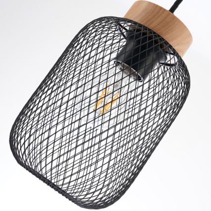 Brilagi - Riippuvalaisin kaapelilla BASKLITE 3xE27/15W/230V kumipuu/musta