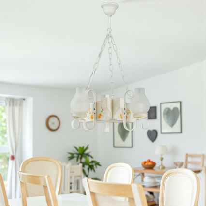 Brilagi - Riippuvalaisin ketjulla QUEEN 3xE14/40W/230V pyökki/kerma