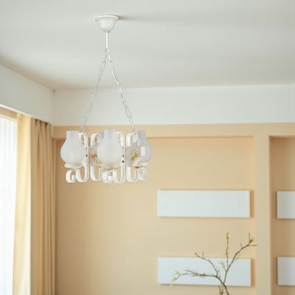 Brilagi - Riippuvalaisin ketjulla QUEEN 4xE14/40W/230V pyökki/kerma