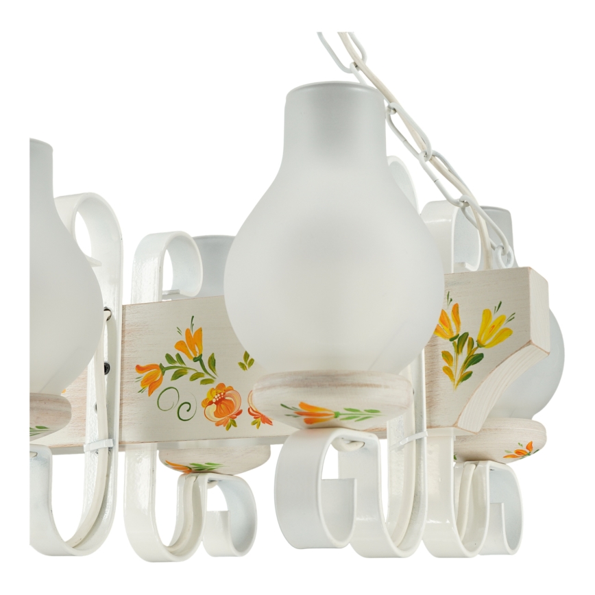 Brilagi - Riippuvalaisin ketjulla QUEEN 4xE14/40W/230V pyökki/kerma