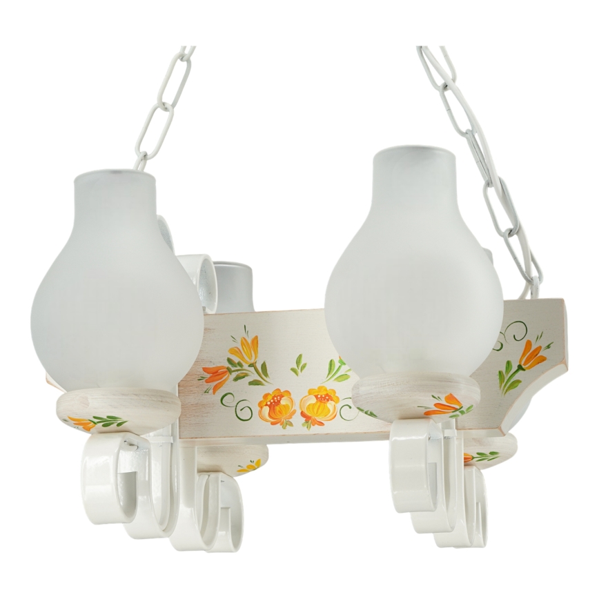 Brilagi - Riippuvalaisin ketjulla QUEEN 4xE14/40W/230V pyökki/kerma