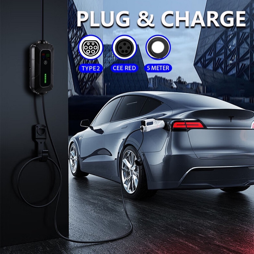 Brilagi - EV matkalatauspiste sähköautoille FAST AC Tyyppi 2 16A/380V 11kW + pistoke 230V, 3,7kW 5m + kotelo