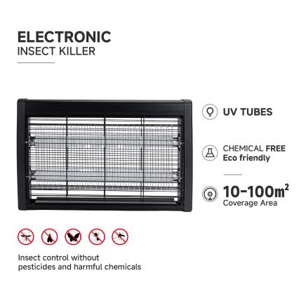 Brilagi - Sähköinen hyönteisloukku 2xUV/20W/230V 100 m2