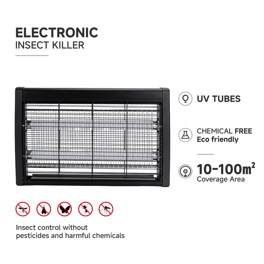 Brilagi - Sähköinen hyönteisloukku 2xUV/20W/230V 100 m2