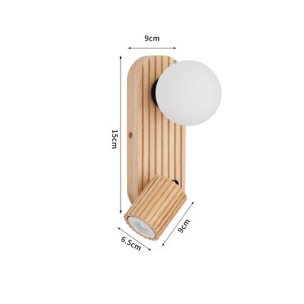 Brilagi - Seinäspot-valaisin MODERN WOOD 1xG9/5W/230V + 1xGU10/8W kumipuu