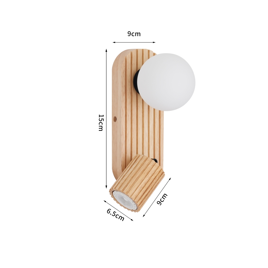 Brilagi - Seinäspot-valaisin MODERN WOOD 1xG9/5W/230V + 1xGU10/8W kumipuu