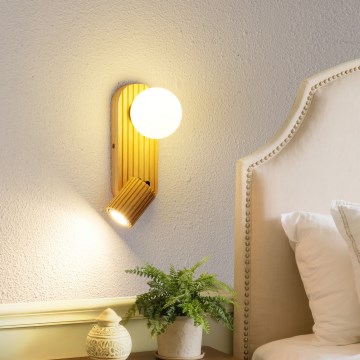 Brilagi - Seinäspot-valaisin MODERN WOOD 1xG9/5W/230V + 1xGU10/8W kumipuu