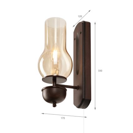 Brilagi - Seinävalaisin COTTAGE 1xE14/40W/230V pyökki/ruskea