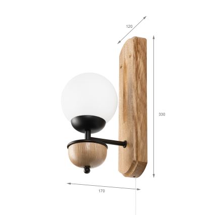 Brilagi - Seinävalaisin COTTAGE 1xG9/40W/230V tammi/valkoinen
