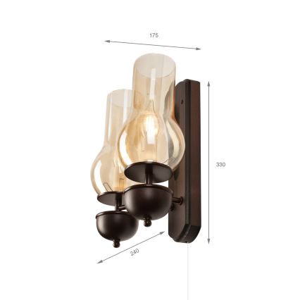 Brilagi - Seinävalaisin COTTAGE 2xE14/40W/230V pyökki/ruskea