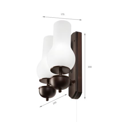 Brilagi - Seinävalaisin COTTAGE 2xE14/40W/230V pyökki/valkoinen