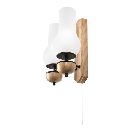 Brilagi - Seinävalaisin COTTAGE 2xE14/40W/230V tammi/valkoinen