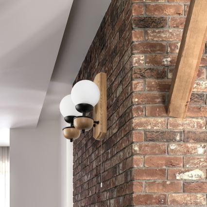 Brilagi - Seinävalaisin COTTAGE 2xG9/40W/230V tammi/valkoinen