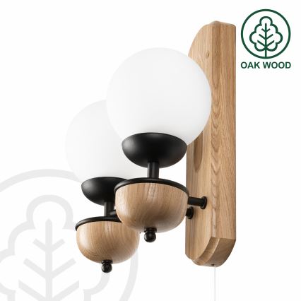 Brilagi - Seinävalaisin COTTAGE 2xG9/40W/230V tammi/valkoinen