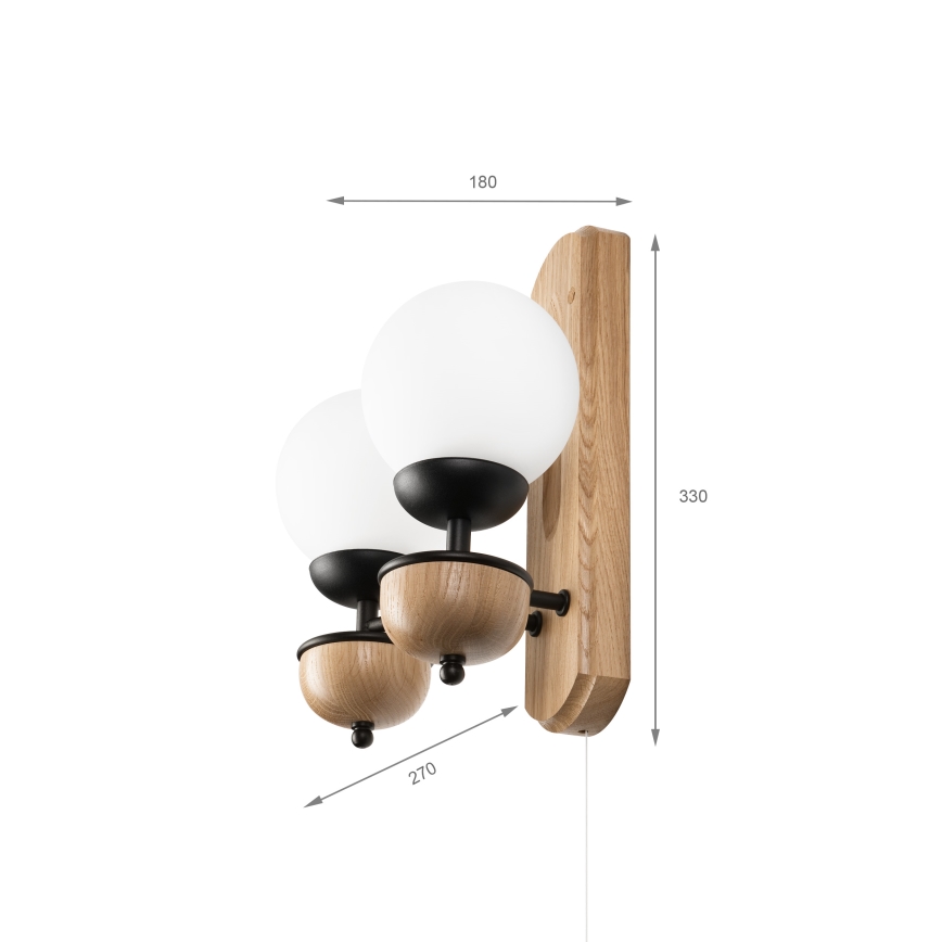 Brilagi - Seinävalaisin COTTAGE 2xG9/40W/230V tammi/valkoinen
