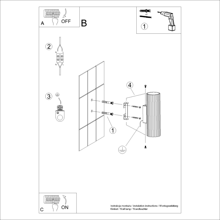 Brilagi - Seinävalaisin CRESTO 2xGU10/10W/230V 20 cm musta