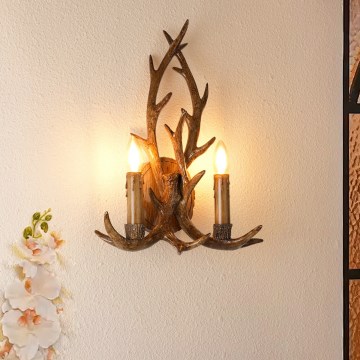 Brilagi - Seinävalaisin DEER 2xE14/10W/230V, peuran sarvet