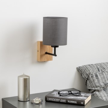 Brilagi - Seinävalaisin NUBILA WOOD 1xE27/25W/230V tammi/antrasiitti