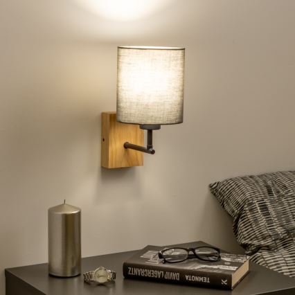 Brilagi - Seinävalaisin NUBILA WOOD 1xE27/25W/230V tammi/antrasiitti