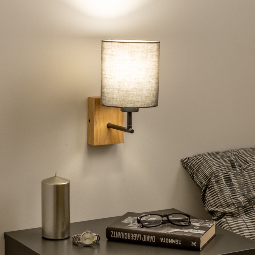 Brilagi - Seinävalaisin NUBILA WOOD 1xE27/25W/230V tammi/antrasiitti