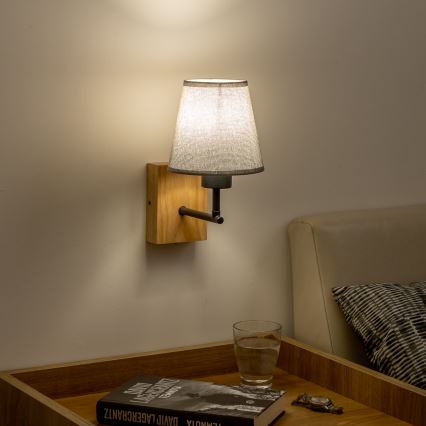 Brilagi - Seinävalaisin NUBILA WOOD 1xE27/25W/230V tammi/harmaa