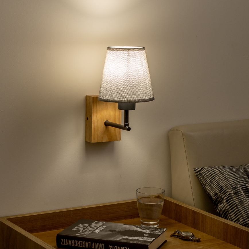 Brilagi - Seinävalaisin NUBILA WOOD 1xE27/25W/230V tammi/harmaa