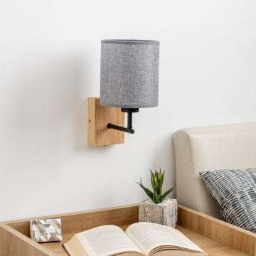 Brilagi - Seinävalaisin NUBILA WOOD 1xE27/25W/230V tammi/harmaa