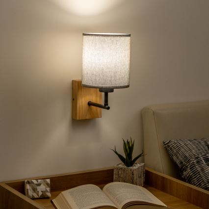 Brilagi - Seinävalaisin NUBILA WOOD 1xE27/25W/230V tammi/harmaa
