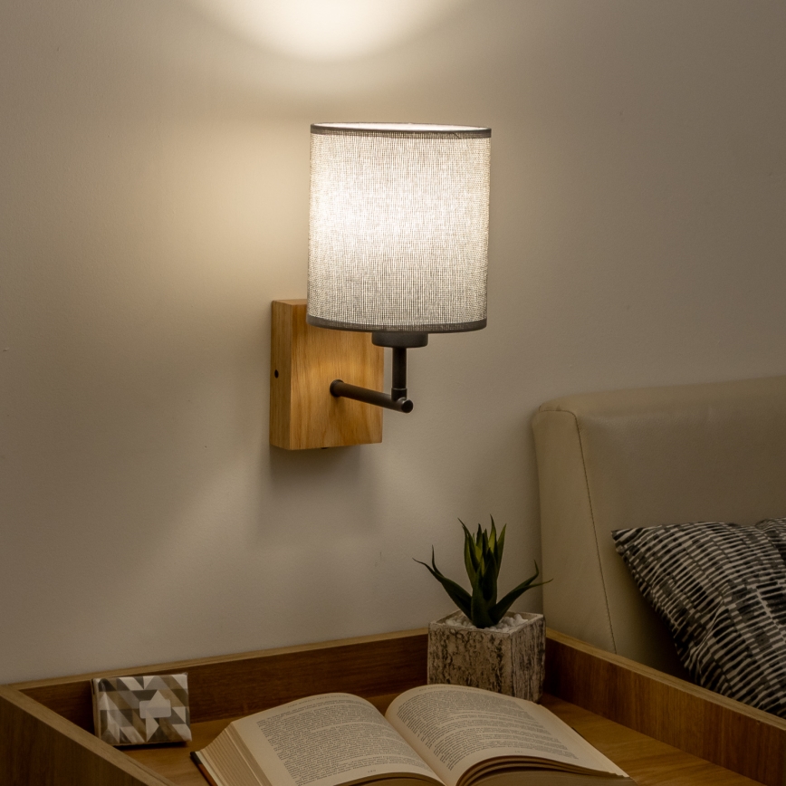 Brilagi - Seinävalaisin NUBILA WOOD 1xE27/25W/230V tammi/harmaa