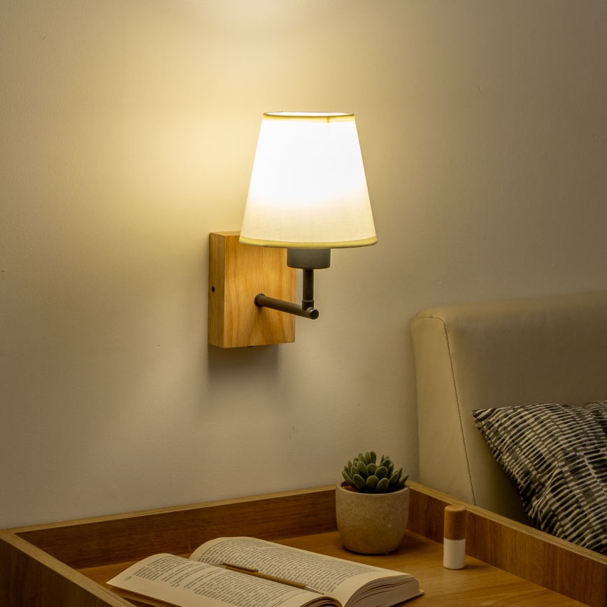 Brilagi - Seinävalaisin NUBILA WOOD 1xE27/25W/230V tammi/kerma