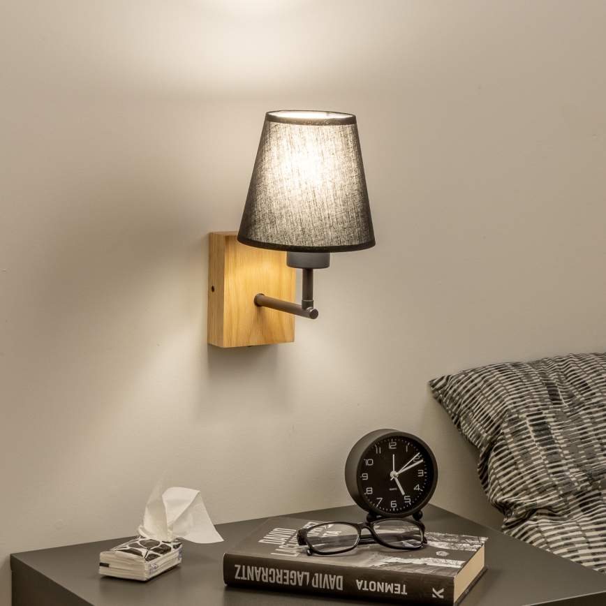 Brilagi - Seinävalaisin NUBILA WOOD 1xE27/25W/230V tammi/musta