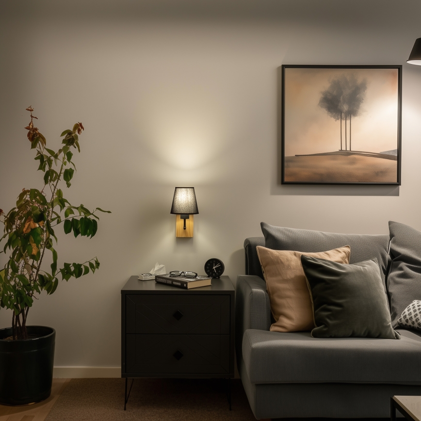 Brilagi - Seinävalaisin NUBILA WOOD 1xE27/25W/230V tammi/musta