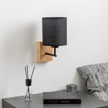 Brilagi - Seinävalaisin NUBILA WOOD 1xE27/25W/230V tammi/musta