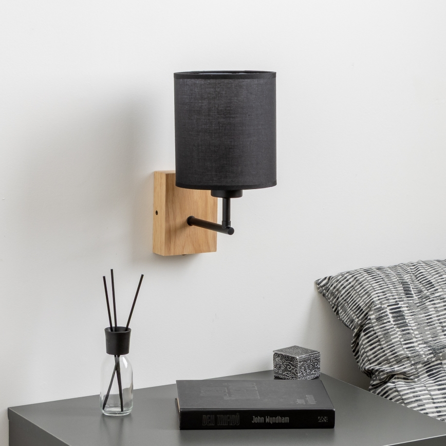 Brilagi - Seinävalaisin NUBILA WOOD 1xE27/25W/230V tammi/musta