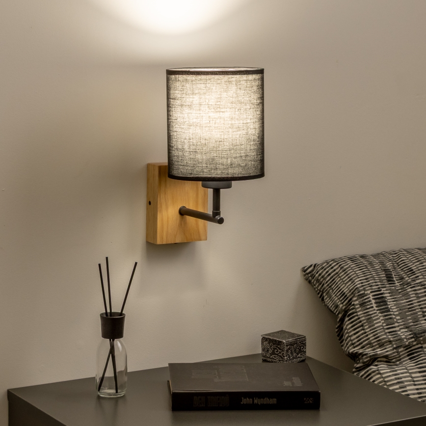 Brilagi - Seinävalaisin NUBILA WOOD 1xE27/25W/230V tammi/musta