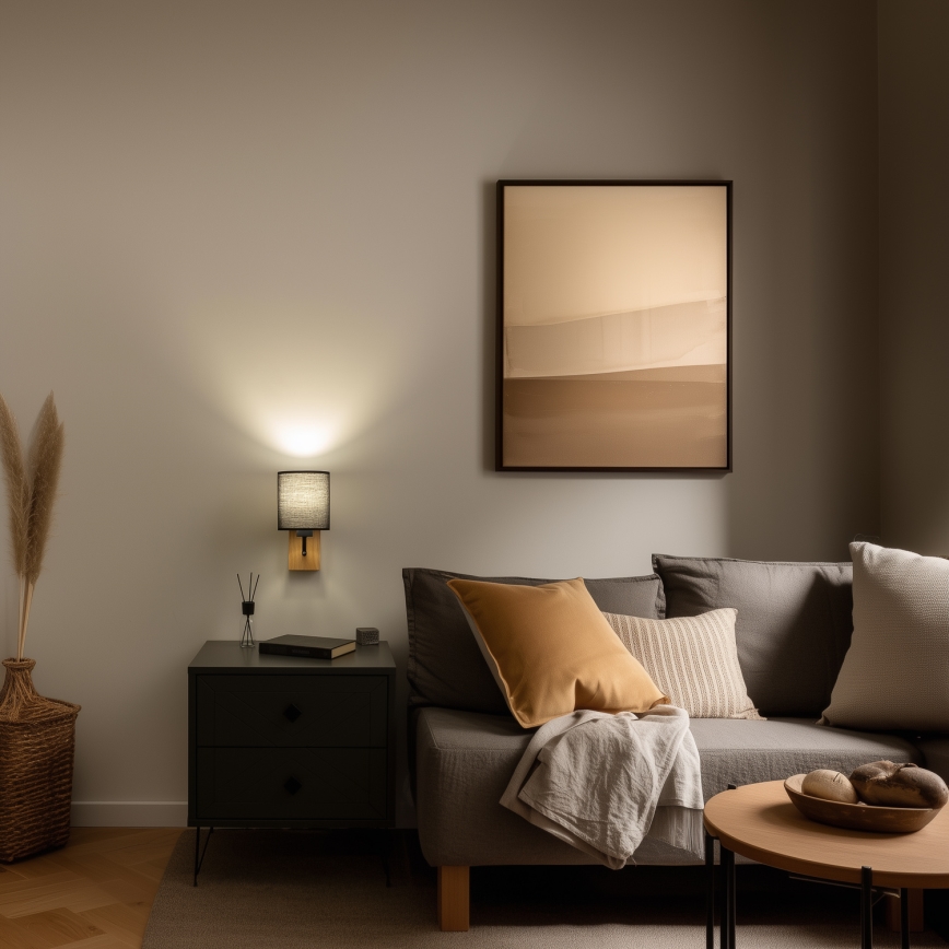 Brilagi - Seinävalaisin NUBILA WOOD 1xE27/25W/230V tammi/musta