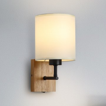 Brilagi - Seinävalaisin NUBILA WOOD 1xE27/25W/230V tammi/musta/kerma