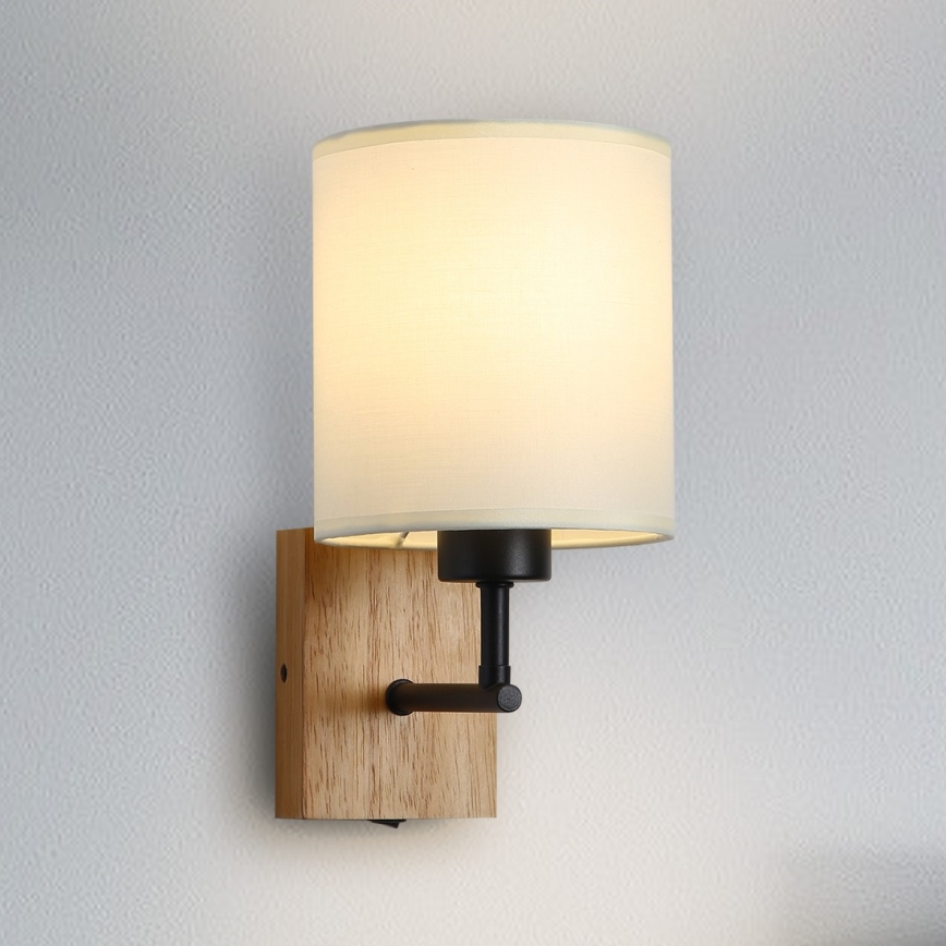 Brilagi - Seinävalaisin NUBILA WOOD 1xE27/25W/230V tammi/musta/kerma
