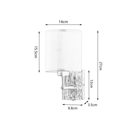Brilagi - Seinävalaisin NUBILA WOOD 1xE27/25W/230V tammi/musta/kerma