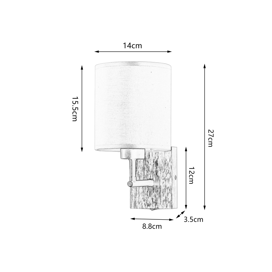 Brilagi - Seinävalaisin NUBILA WOOD 1xE27/25W/230V tammi/musta/kerma