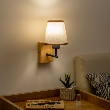 Brilagi - Seinävalaisin NUBILA WOOD 1xE27/25W/230V tammi/ruskea