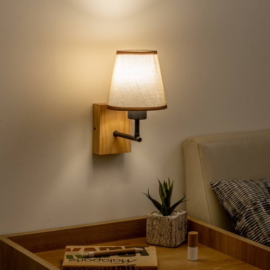 Brilagi - Seinävalaisin NUBILA WOOD 1xE27/25W/230V tammi/ruskea