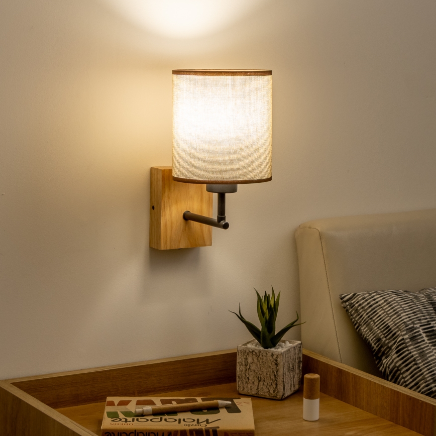 Brilagi - Seinävalaisin NUBILA WOOD 1xE27/25W/230V tammi/ruskea